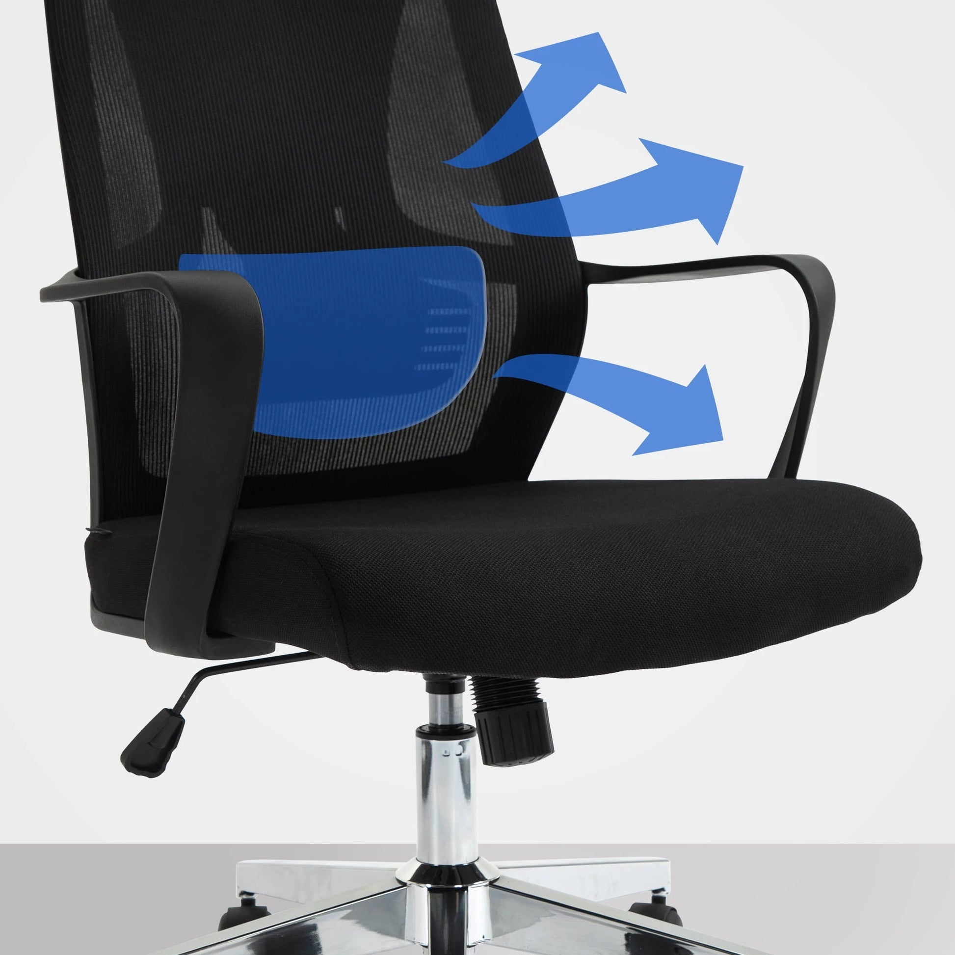 In And OutdoorMatch Bureaustoel Corina - Polyester - Metalen Frame - Zwart - Exclusieve Look - Game Chair Bureaustoel