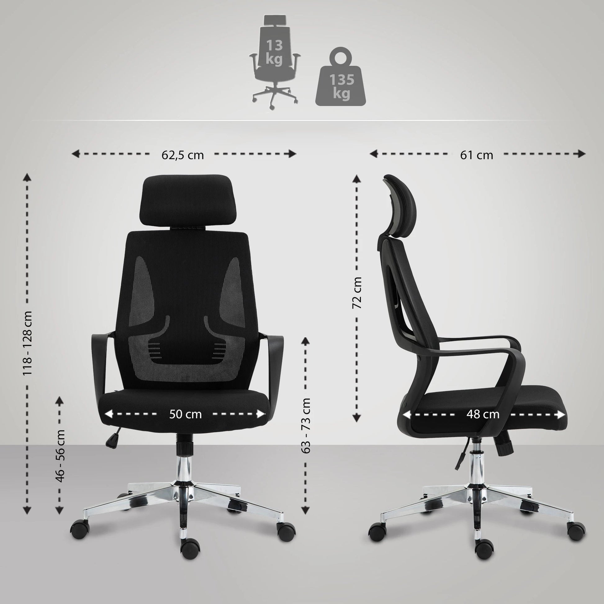 In And OutdoorMatch Bureaustoel Corina - Polyester - Metalen Frame - Zwart - Exclusieve Look - Game Chair Bureaustoel