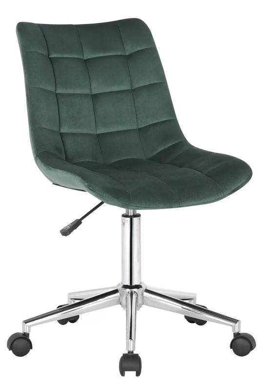 In And OutdoorMatch Bureaustoel Rachelle - Stof - Velvet Donker Groen - Ergonomisch - 46x40x96cm Hoogte Verstelbaar - Zithoogte 44 - 59 cm - Modern Design Bureaustoel