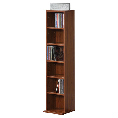 In And OutdoorMatch CD/DVD Kast Compartiment Roman - Kast - Met 6 Planken - 90x20x20 cm - Walnoot - Spaanplaat - Modern Design Boekenplank