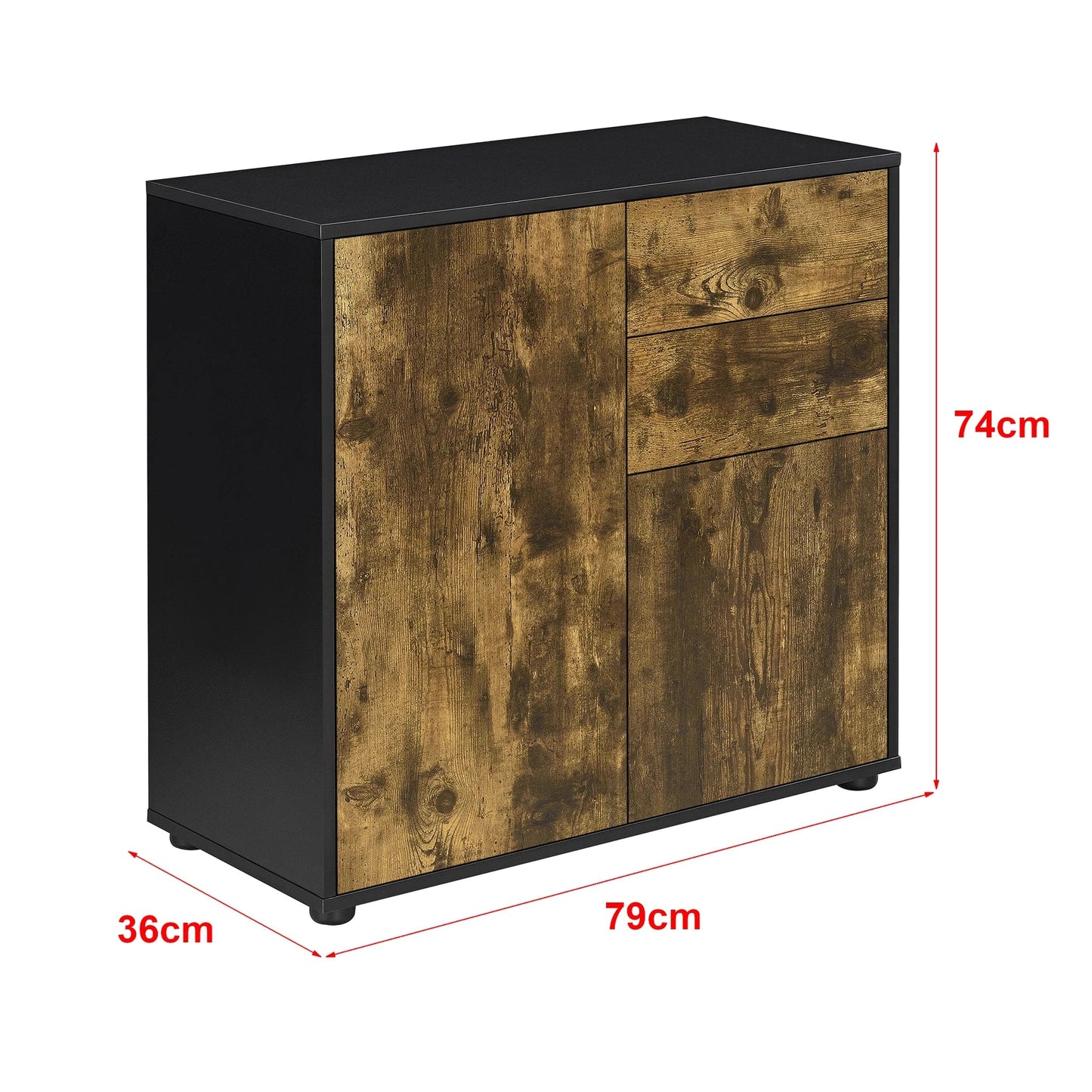 In And OutdoorMatch Commode Drake - Duw en Open - 74x79x36 cm - Zwart en Hout Donker - Spaanplaat - Modern Design Kast