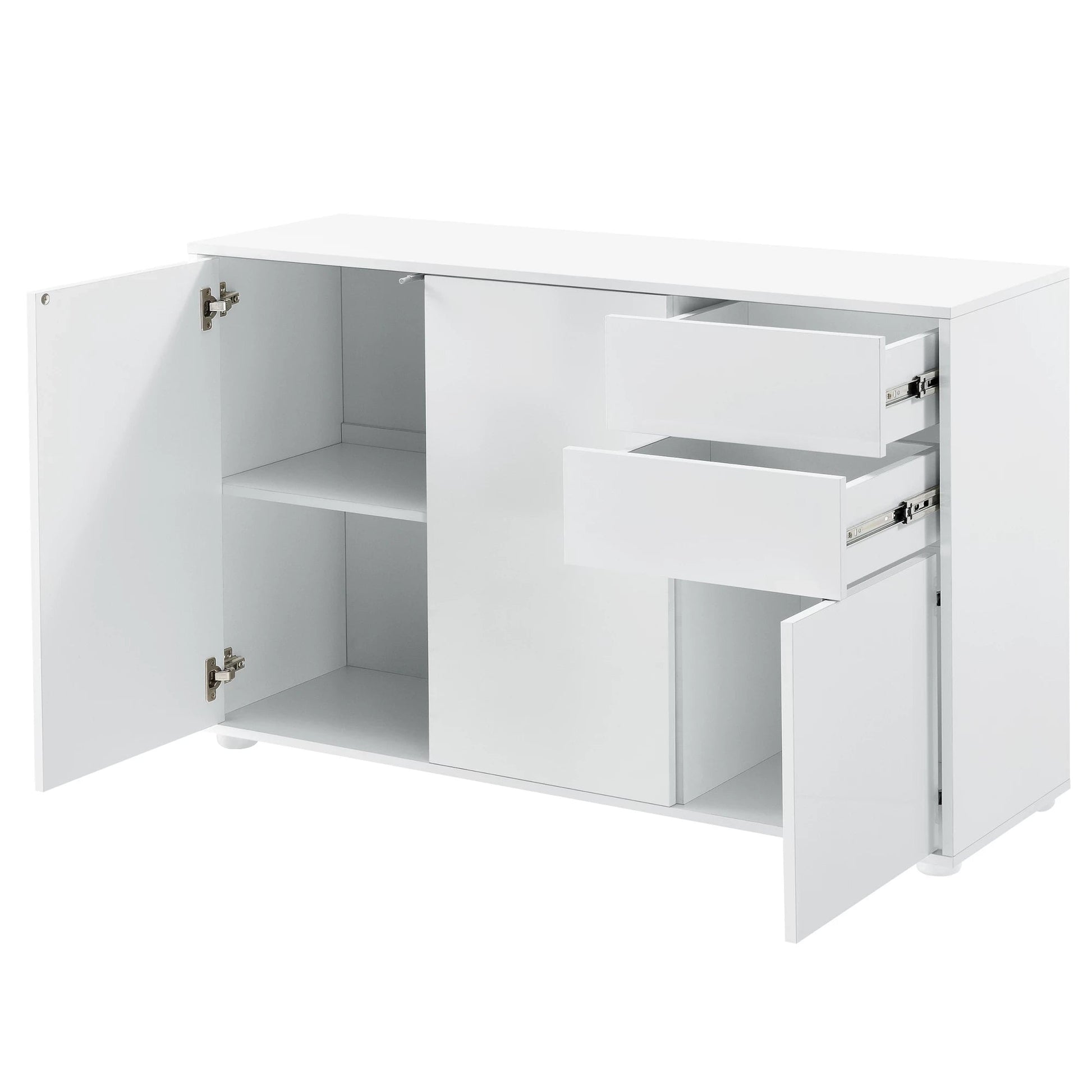 In And OutdoorMatch Commode Reginald - Duw en Open - 74x117x36 cm - Wit Hoogglans - Spaanplaat - Modern Design Kast