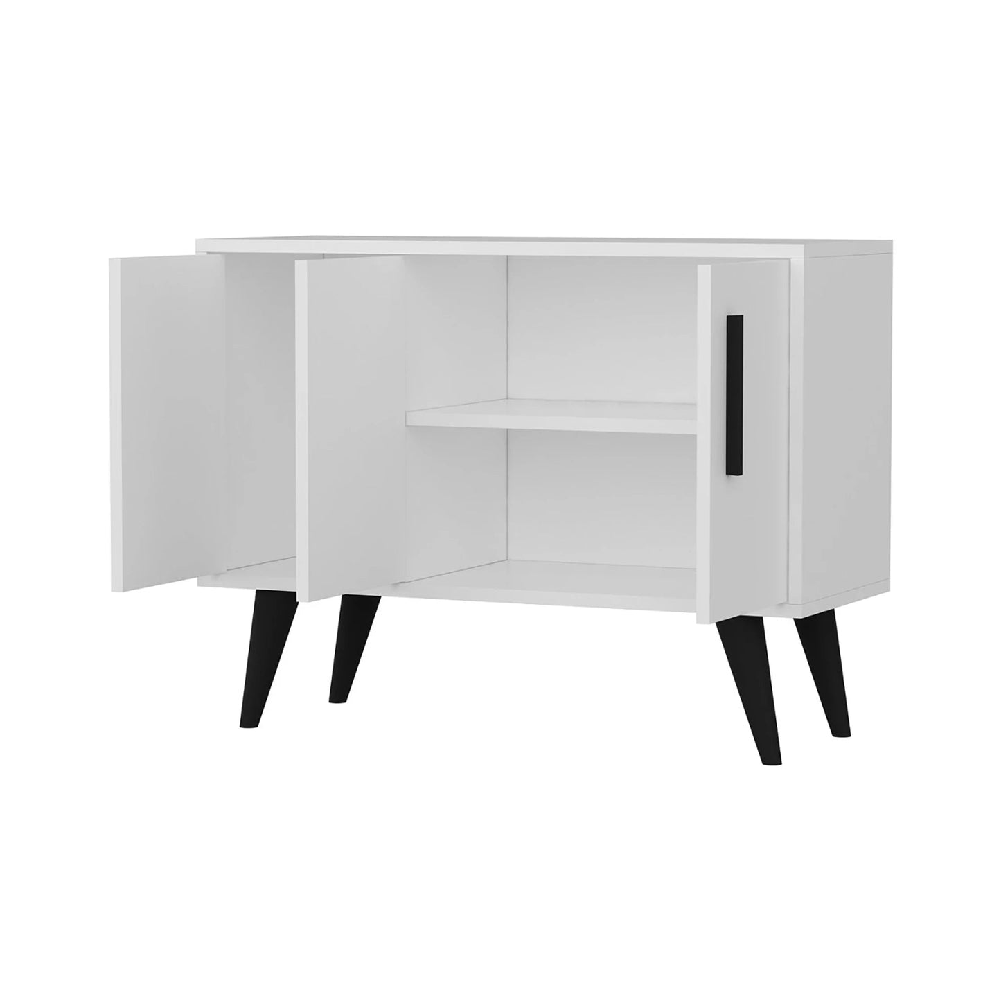 In And OutdoorMatch Commode Remington - 69x90x35 cm - Wit en Zwart - Spaanplaat - Stijlvol Design Bijzetttafel