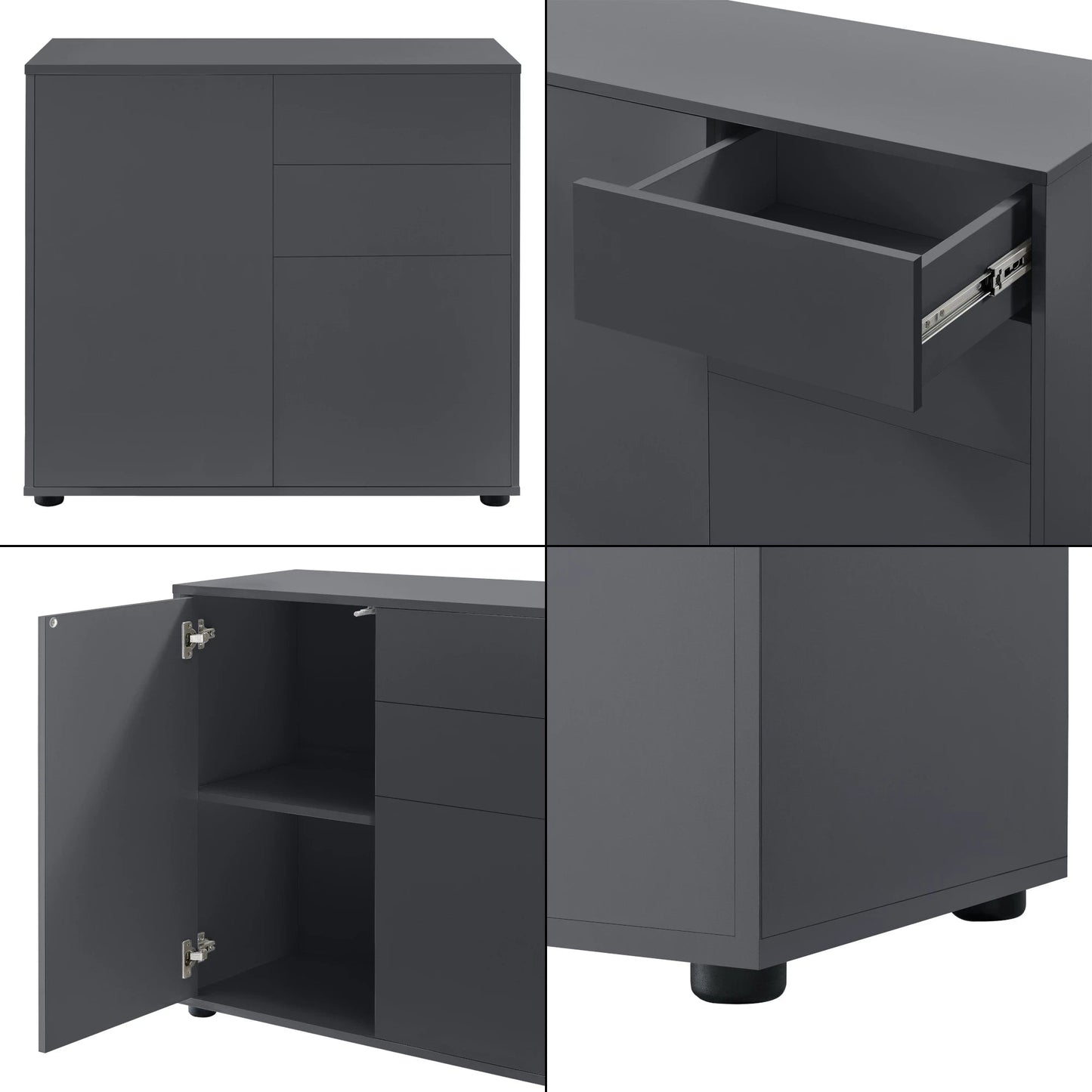 In And OutdoorMatch Commode Walter - Duw en Open - 74x79x36 cm - Donkergrijs Mat - Spaanplaat - Modern Design Kast