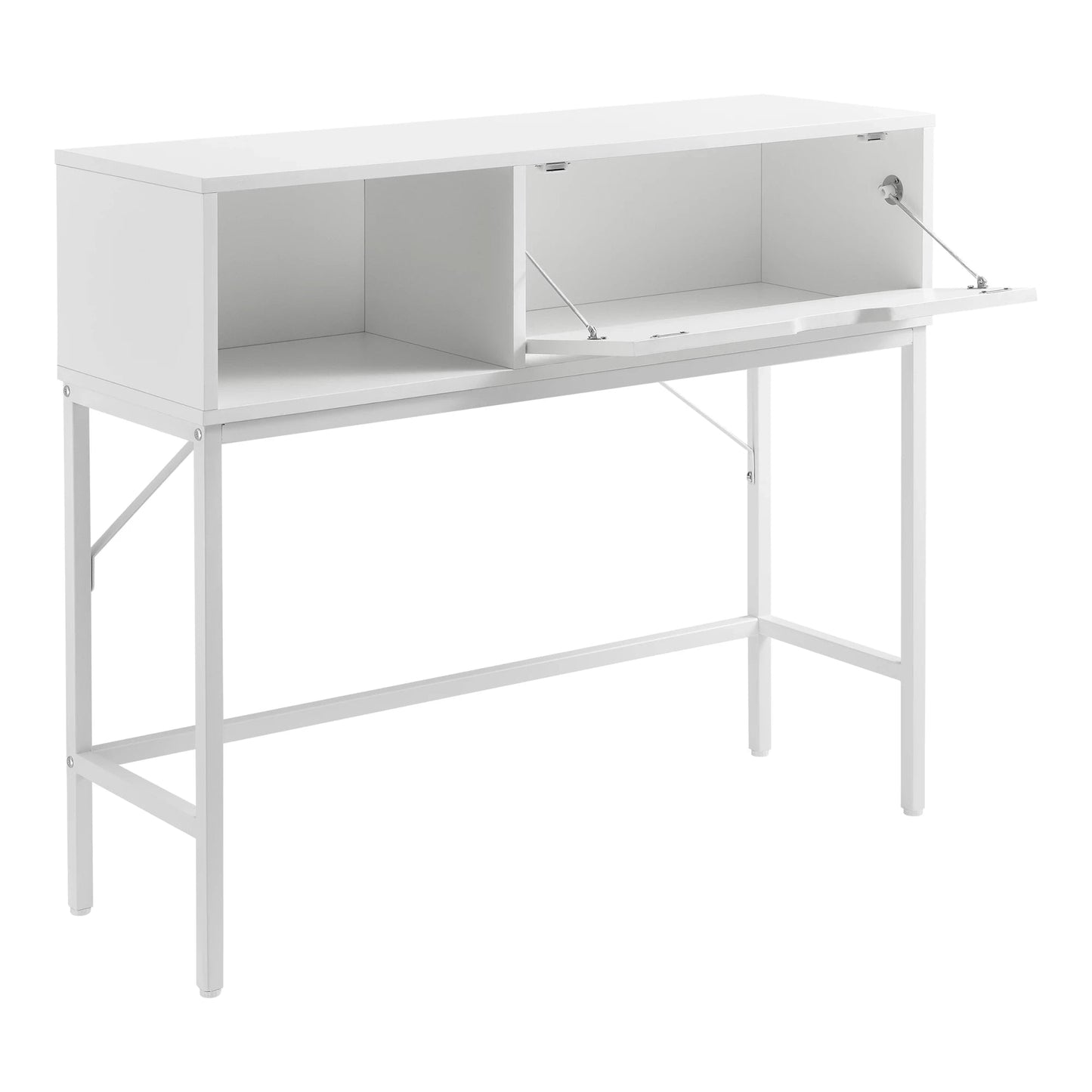 In And OutdoorMatch Consoletafel Lester- Bijzettafel - 92x30x80 cm - Wit - Metaal en spaanplaat - Modern design Consoletafel