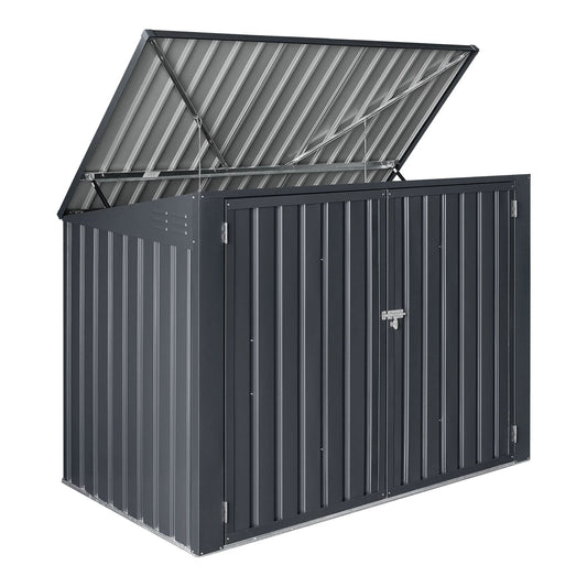 In And OutdoorMatch Container Ombouw Nera - Donkergrijs - 112-131x173x101cm - Weerbestendig - Met Deksel - Staal Verzinkt Opslagruimte