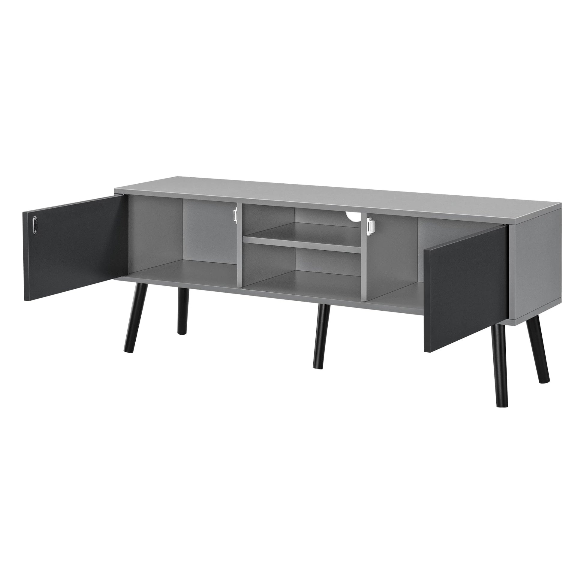 In And OutdoorMatch Delta-meubel Odalys - 120x29,5x46,5 cm - Lichtgrijs en Zwart - Spaanplaat en Hout - Stijlvol design TV cabinet