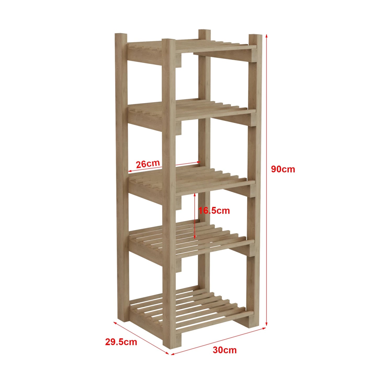 In And OutdoorMatch Deluxe Badkamermeubel Haas - Met 5 Planken - 90x30x295cm - Houtkleurig - Gemaakt van Natuurlijk Hout - Luxe Look Badkamerkast