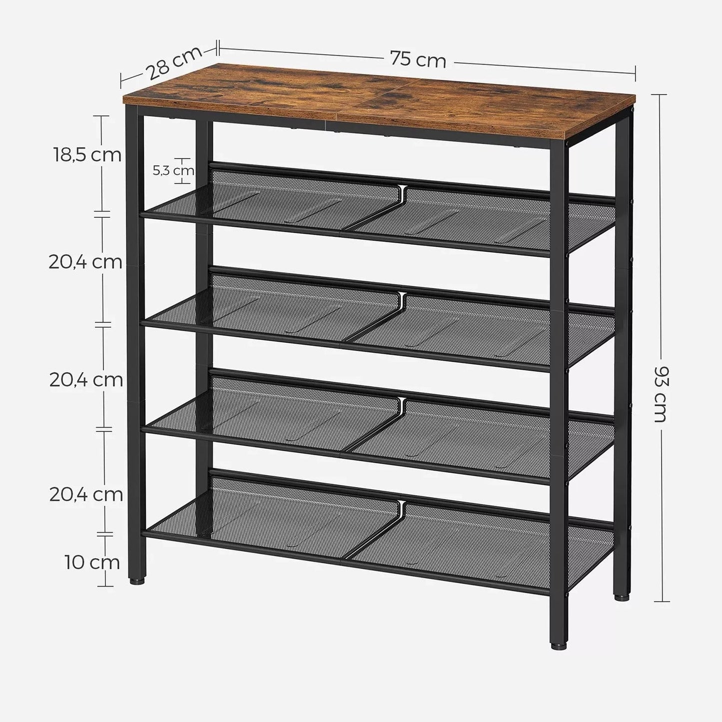 In And OutdoorMatch Dressoir en schoenenkast Otilia - 2 in 1 - Industrieel - Schoenenrek - Consoletafel - Gangtafel - Bijzettafel shoe rack