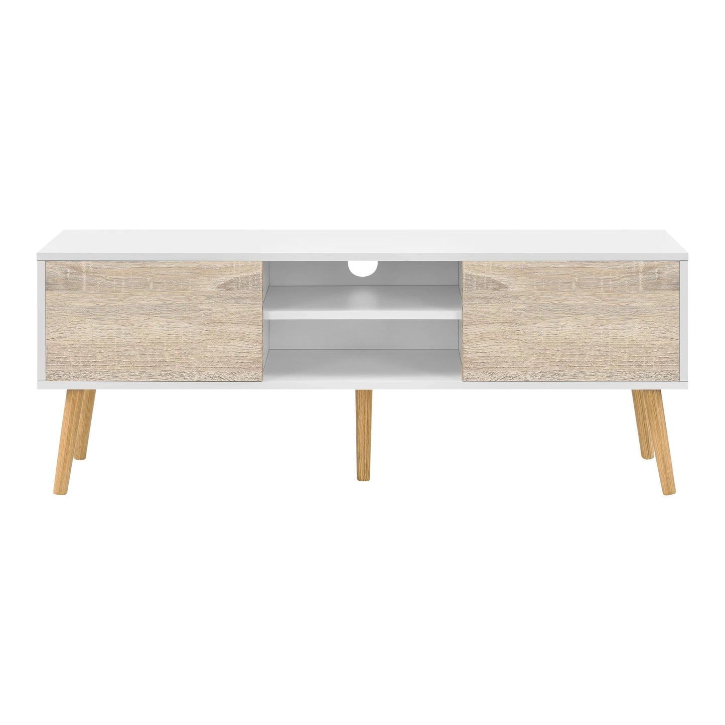 In And OutdoorMatch Earnest-meubel Graca - 120x29,5x46,5 cm - Wit Eiken - Spaanplaat en Hout - Stijlvol design TV cabinet