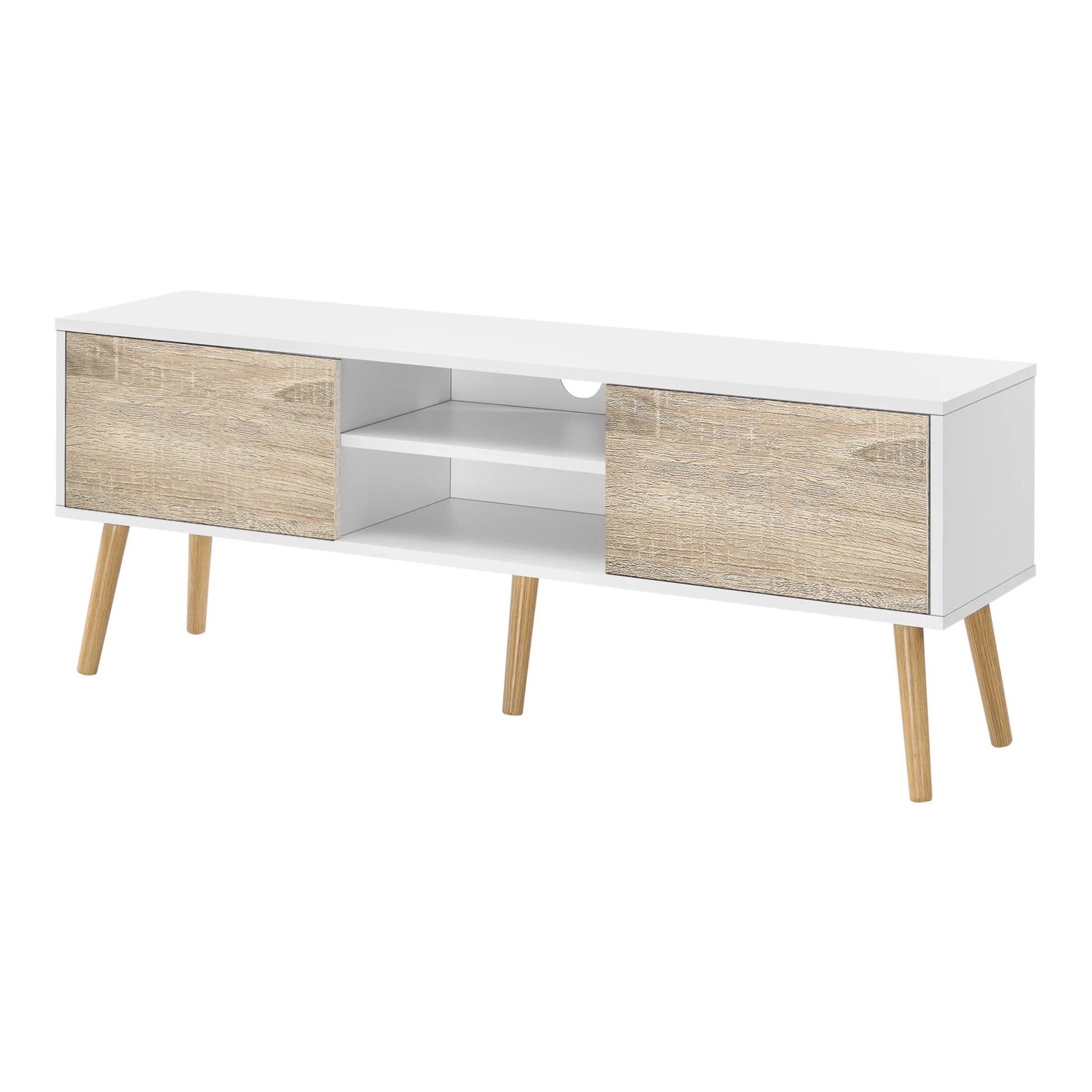 In And OutdoorMatch Earnest-meubel Graca - 120x29,5x46,5 cm - Wit Eiken - Spaanplaat en Hout - Stijlvol design TV cabinet