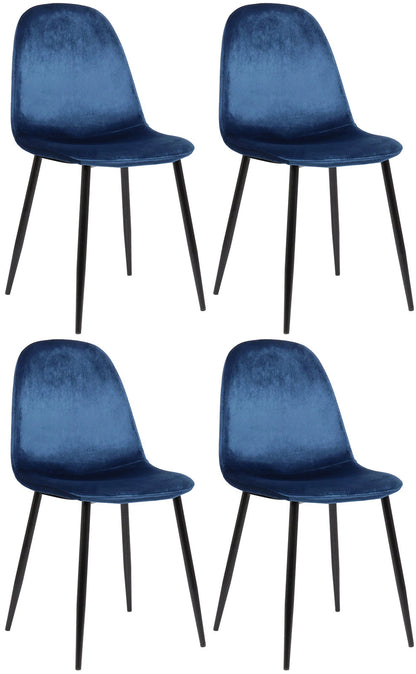 In And OutdoorMatch Eetkamerstoel Ana - Blauw - Set van 4 - Eetkamerstoel - Fluweel - Hoge kwaliteit bekleding - Decoratieve stoel - Stijlvolle eetkamerstoel Eetkamerstoel