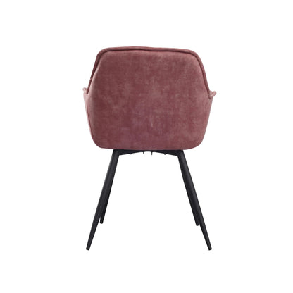 In And OutdoorMatch Eetkamerstoel Toledo - Roze - Set van 1 - Fluweel - Hoogwaardige bekleding - Luxe eetkamerstoelen - Moderne uitstraling Eetkamerstoel