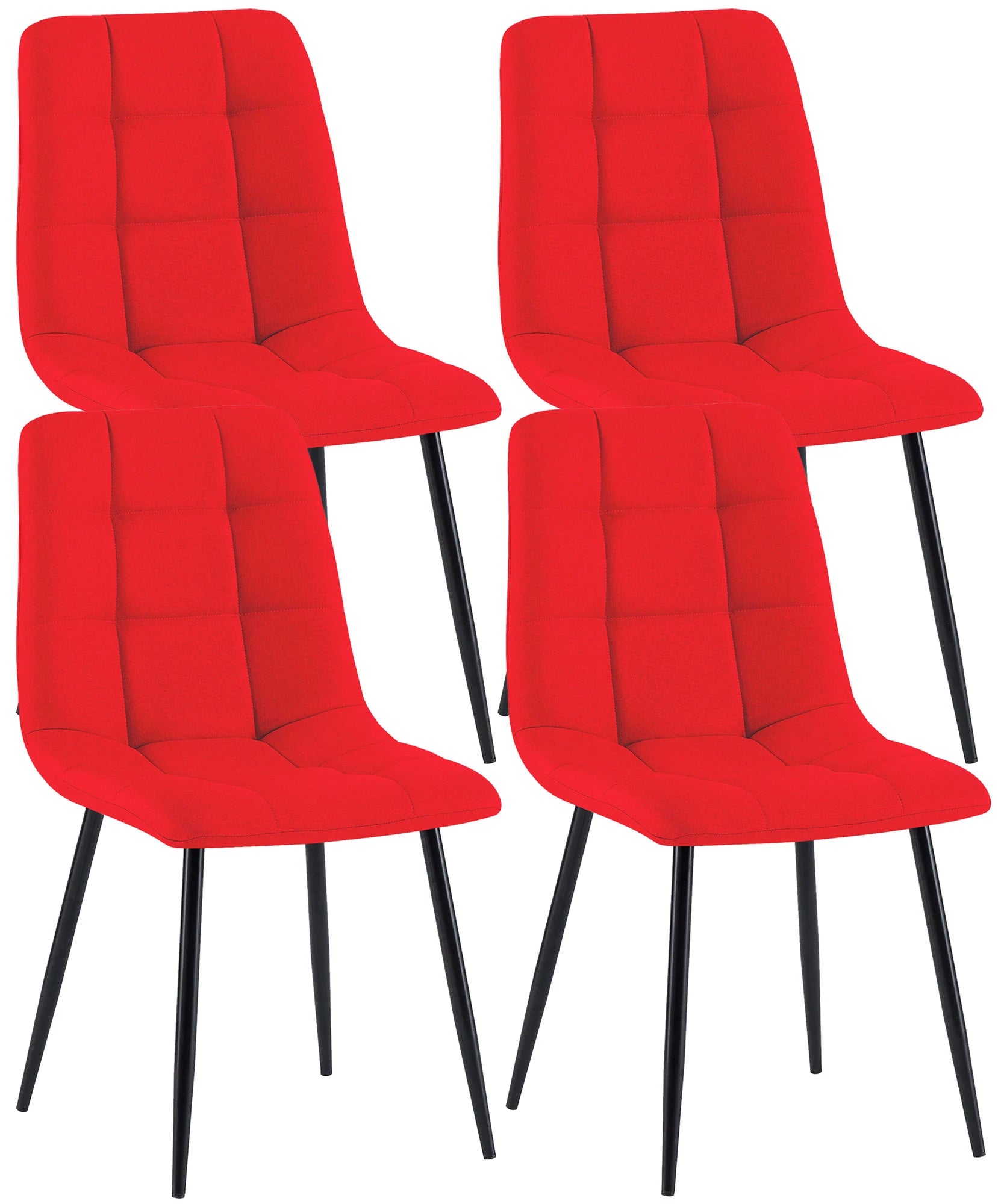 In And OutdoorMatch Eetkamerstoelen Abbie - Rood - Set van 4 - Stof - Hoge kwaliteit bekleding - Luxe eetkamerstoelen - Moderne look Eetkamerstoel