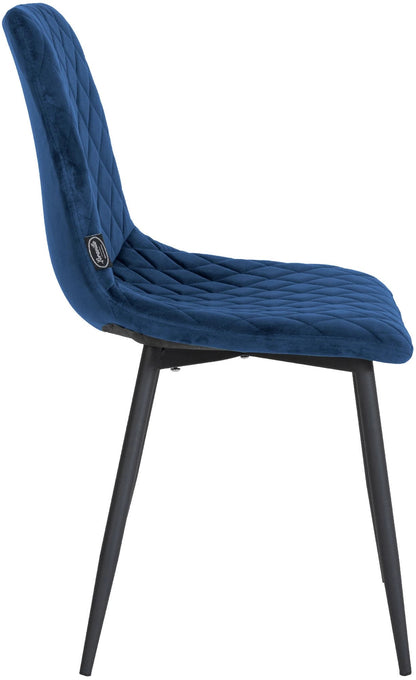 In And OutdoorMatch Eetkamerstoelen Babette - Blauw - Set van 4 - Fluweel - Hoogwaardige bekleding - Exclusieve eetkamerstoelen - Stijlvolle uitstraling Eetkamerstoel