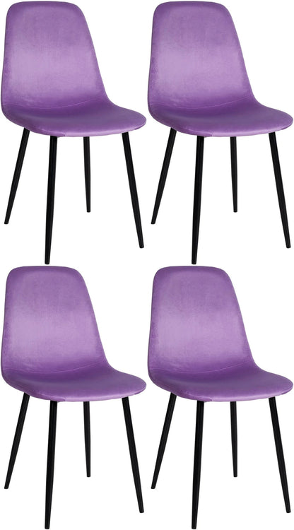 In And OutdoorMatch Eetkamerstoelen Charla - Paars - Set van 4 - Fluweel - Hoogwaardige bekleding - Stijlvolle eetkamerstoelen - Luxe uitstraling Eetkamerstoel