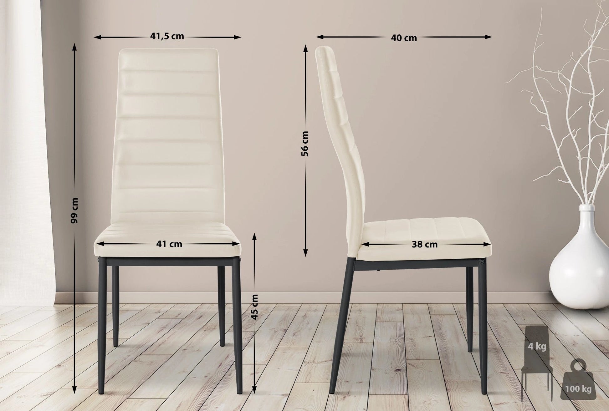 In And OutdoorMatch Eetkamerstoelen Damion - Creme - Set van 6 - Kunstleer - Hoogwaardige bekleding - Luxe eetkamerstoelen - Stijlvolle uitstraling Eetkamerstoel