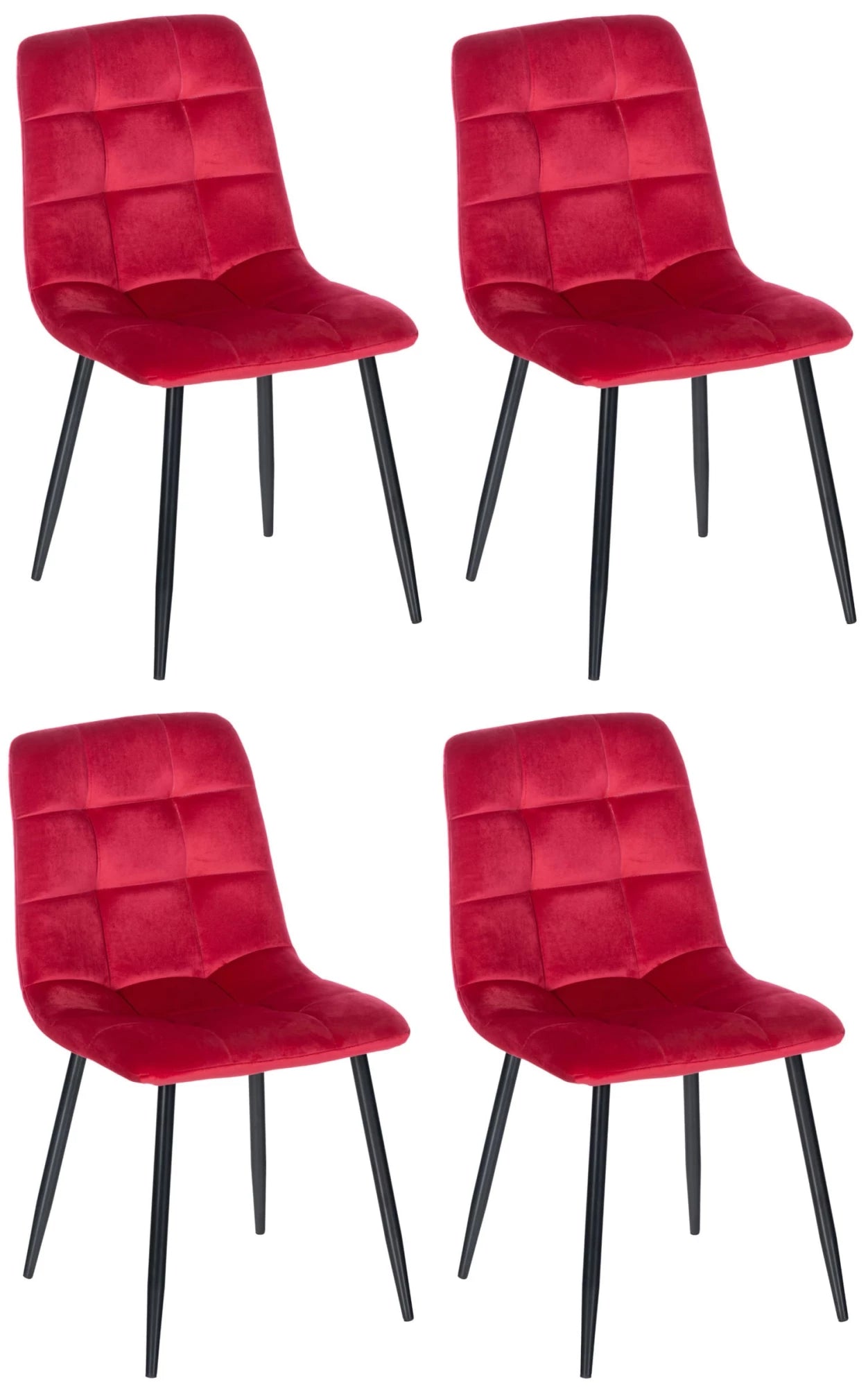 In And OutdoorMatch Eetkamerstoelen Deeann - Rood - Set van 4 - Fluweel - Hoogwaardige bekleding - Opvallende eetkamerstoel - Stijlvolle eetkamerstoel - Gezellige uitstraling Eetkamerstoel