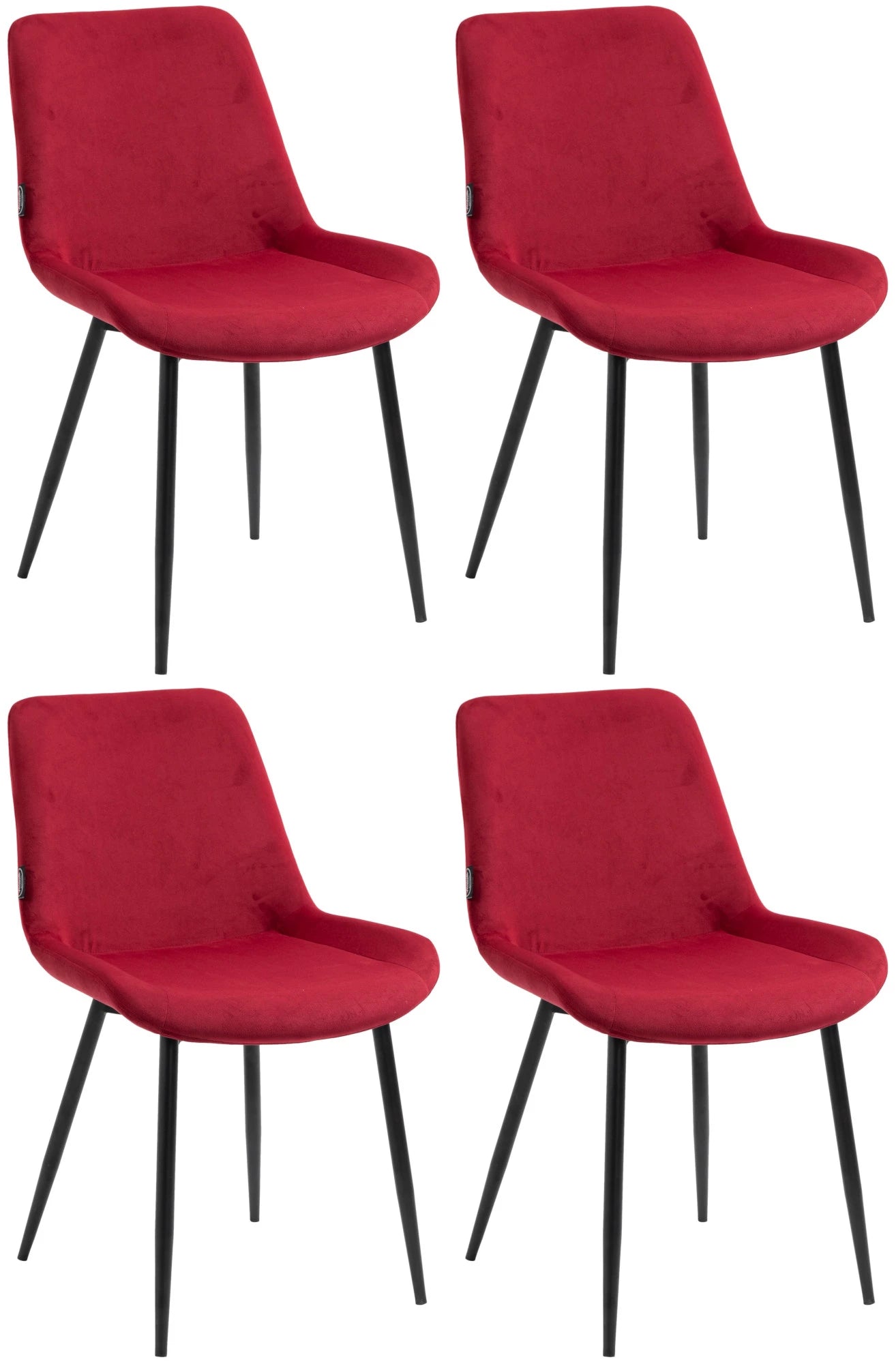 In And OutdoorMatch Eetkamerstoelen Gaby - Rood - Set van 4 - Fluweel - Hoge kwaliteit bekleding - Stijlvolle eetkamerstoelen - Luxe uitstraling Eetkamerstoel