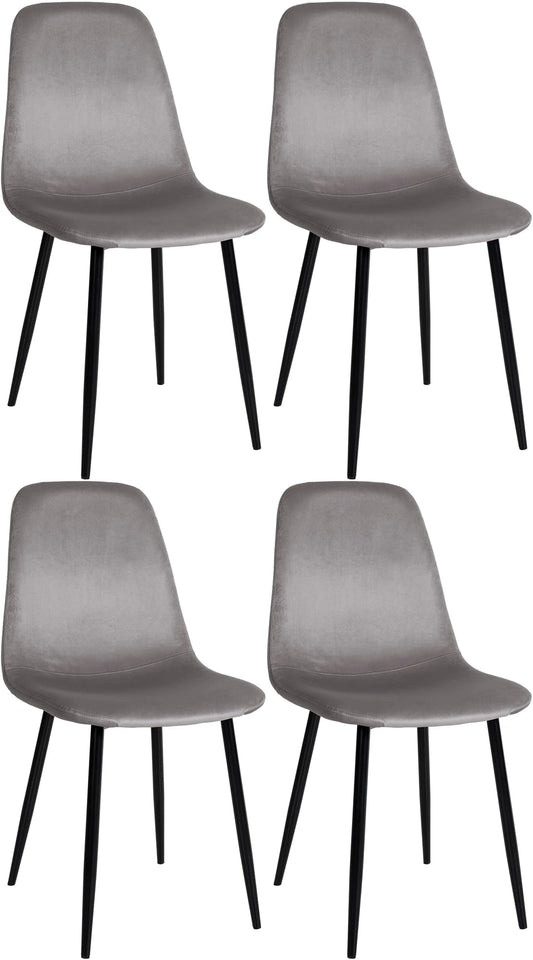 In And OutdoorMatch Eetkamerstoelen Jean - Grijs - Set van 4 - Fluweel - Hoogwaardige bekleding - Stijlvolle eetkamerstoelen - Luxe uitstraling Eetkamerstoel