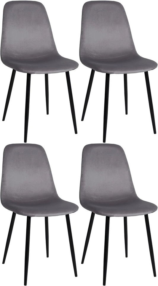 In And OutdoorMatch Eetkamerstoelen Joetta - Grijs - Set van 4 - Fluweel - Hoogwaardige bekleding - Stijlvolle eetkamerstoelen - Luxe uitstraling Eetkamerstoel