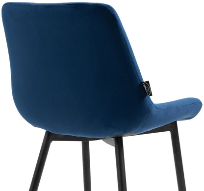 In And OutdoorMatch Eetkamerstoelen Kelli - Blauw - Set van 4 - Fluweel - Hoge kwaliteit bekleding - Deluxe Eetkamerstoelen - Stijlvolle uitstraling Eetkamerstoel