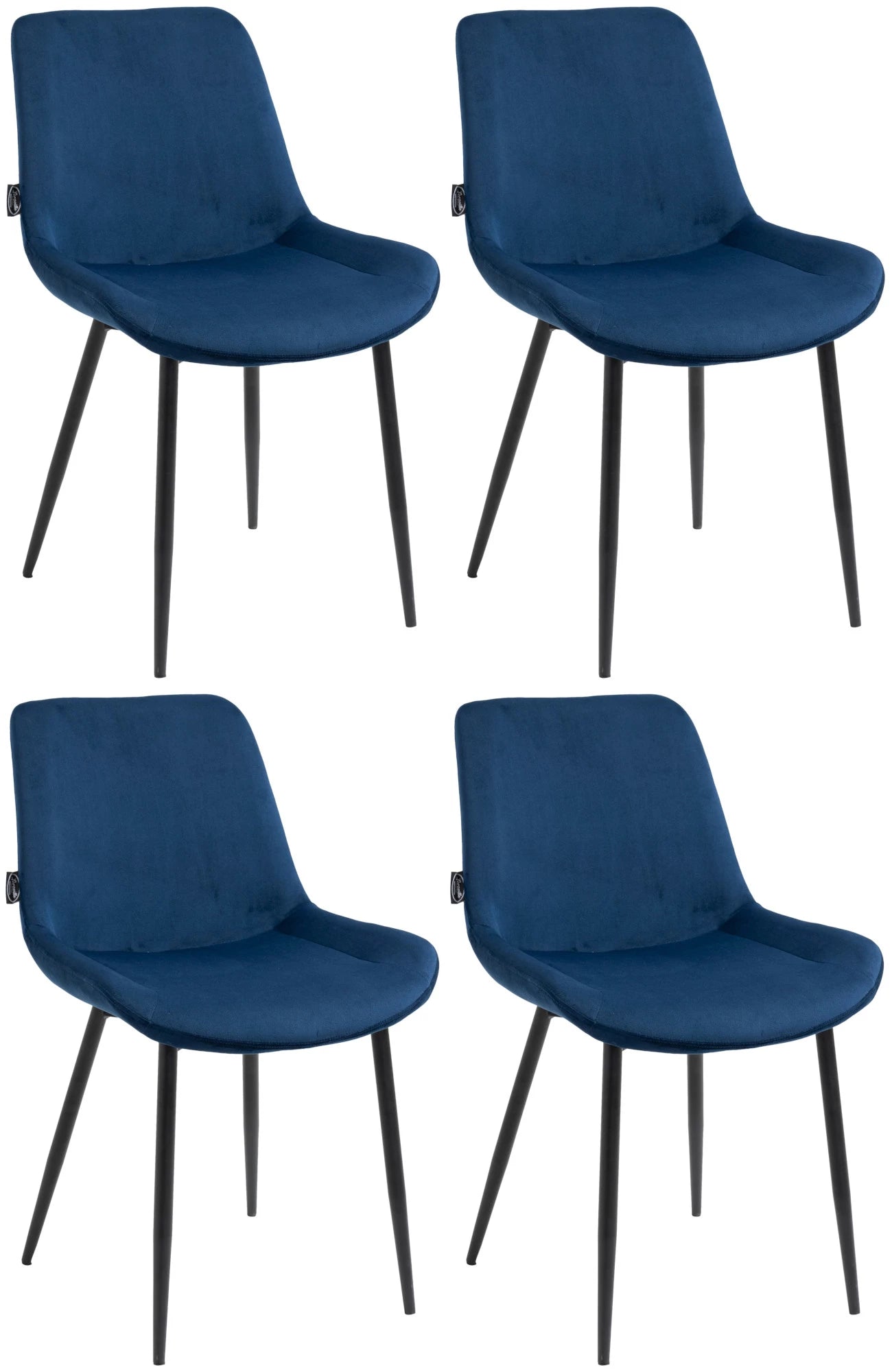 In And OutdoorMatch Eetkamerstoelen Kelli - Blauw - Set van 4 - Fluweel - Hoge kwaliteit bekleding - Deluxe Eetkamerstoelen - Stijlvolle uitstraling Eetkamerstoel