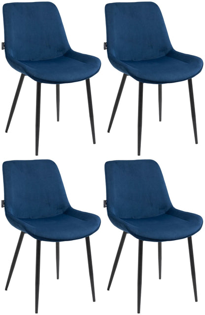 In And OutdoorMatch Eetkamerstoelen Kelli - Blauw - Set van 4 - Fluweel - Hoge kwaliteit bekleding - Deluxe Eetkamerstoelen - Stijlvolle uitstraling Eetkamerstoel