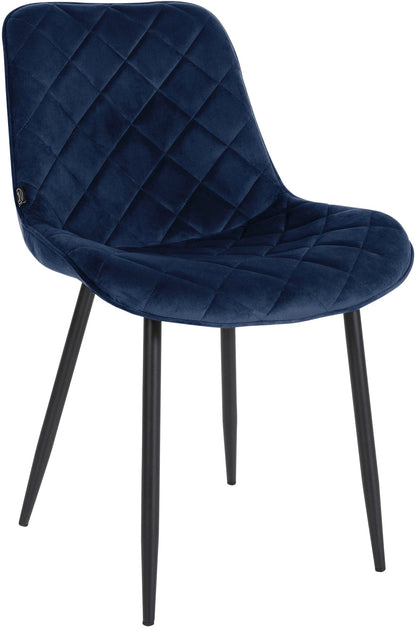 In And OutdoorMatch Eetkamerstoelen Leanne - Blauw - Set van 4 - Fluweel - Hoogwaardige bekleding - Exclusieve eetkamerstoelen - Stijlvolle uitstraling Eetkamerstoel