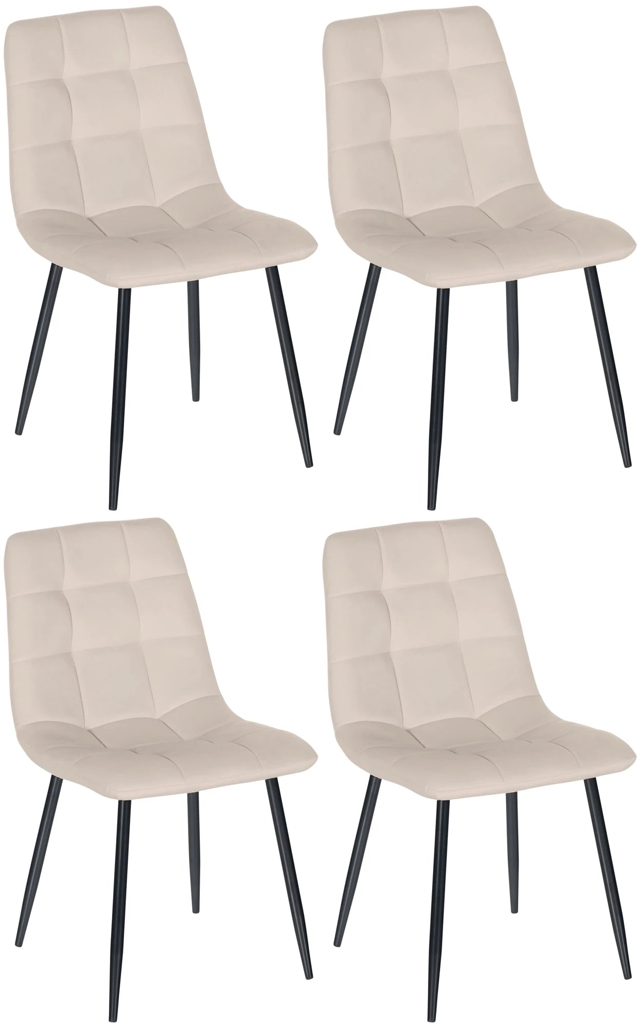 In And OutdoorMatch Eetkamerstoelen Nevil - Crème - Set van 4 - Fluweel - Hoogwaardige bekleding - Stijlvolle eetkamerstoelen - Luxe uitstraling Eetkamerstoel