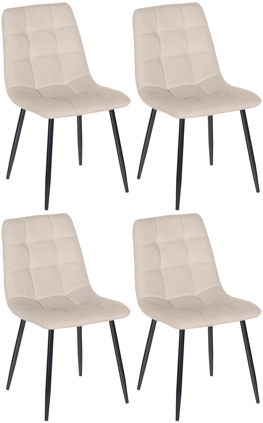 In And OutdoorMatch Eetkamerstoelen Nevil - Crème - Set van 4 - Fluweel - Hoogwaardige bekleding - Stijlvolle eetkamerstoelen - Luxe uitstraling Eetkamerstoel