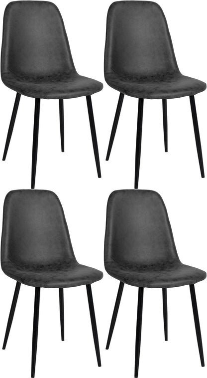 In And OutdoorMatch Eetkamerstoelen Raylene - Grijs - Set van 4 - Kunstleer - Hoogwaardige bekleding - Stijlvolle eetkamerstoelen - Luxe uitstraling Eetkamerstoel