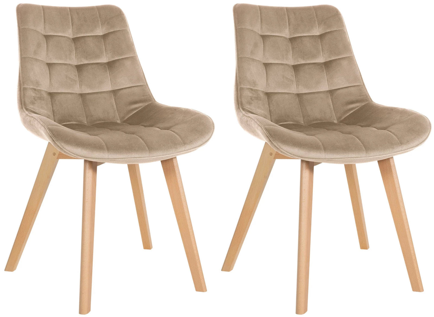 In And OutdoorMatch Eetkamerstoelen Tammie - Beige - Set van 2 - Fluweel - Hoge kwaliteit bekleding - Deluxe Eetkamerstoelen - Exclusieve Look Eetkamerstoel