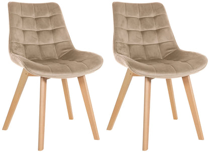 In And OutdoorMatch Eetkamerstoelen Tammie - Beige - Set van 2 - Fluweel - Hoge kwaliteit bekleding - Deluxe Eetkamerstoelen - Exclusieve Look Eetkamerstoel