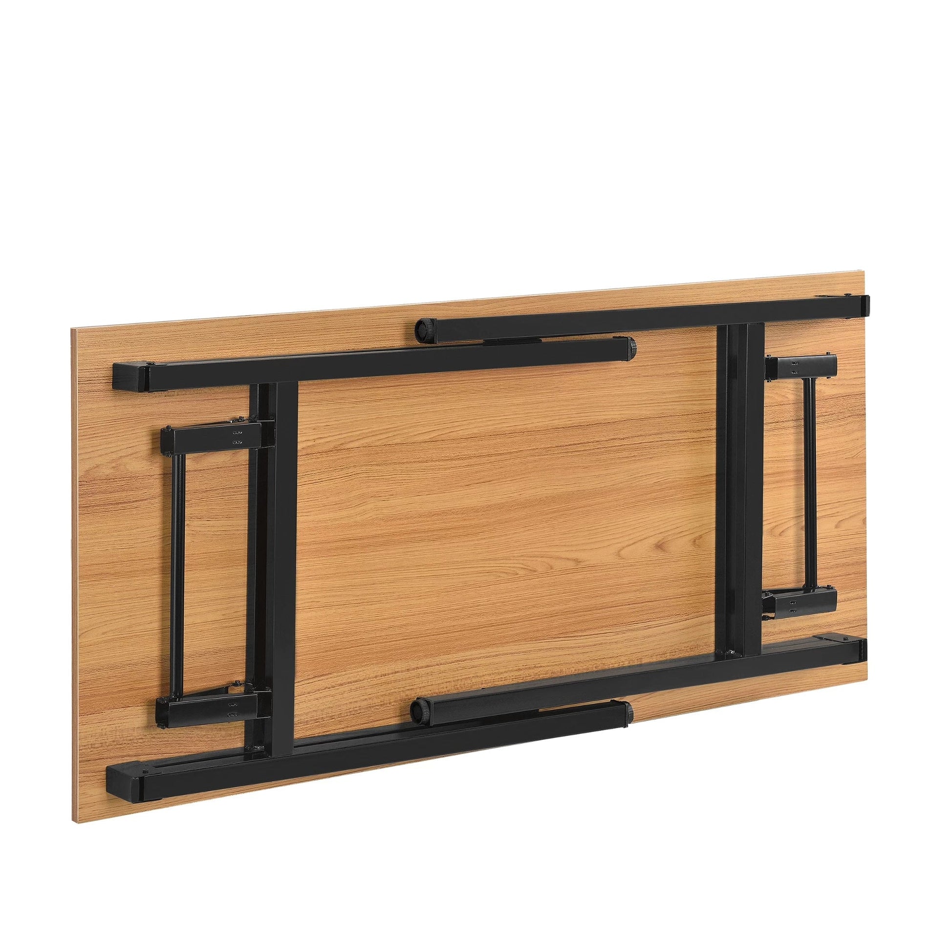 In And OutdoorMatch Eettafel Damon - Bureau - 120x60x75 - 76,4 cm - Opvouwbaar - Verstelbaar - Beuken en Zwart - Modern Design Eettafel/ Eetkamertafel