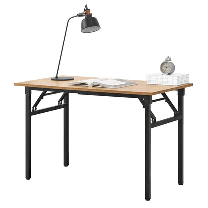 In And OutdoorMatch Eettafel Damon - Bureau - 120x60x75 - 76,4 cm - Opvouwbaar - Verstelbaar - Beuken en Zwart - Modern Design Eettafel/ Eetkamertafel