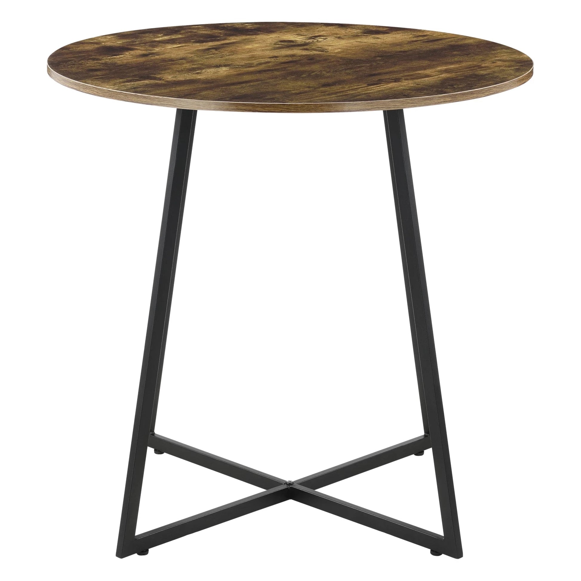 In And OutdoorMatch Eettafel Lauryn - Rond - 78x80 cm - Zwart en Houtkleurig - MDF en Staal - Modern Design Eettafel/ Eetkamertafel