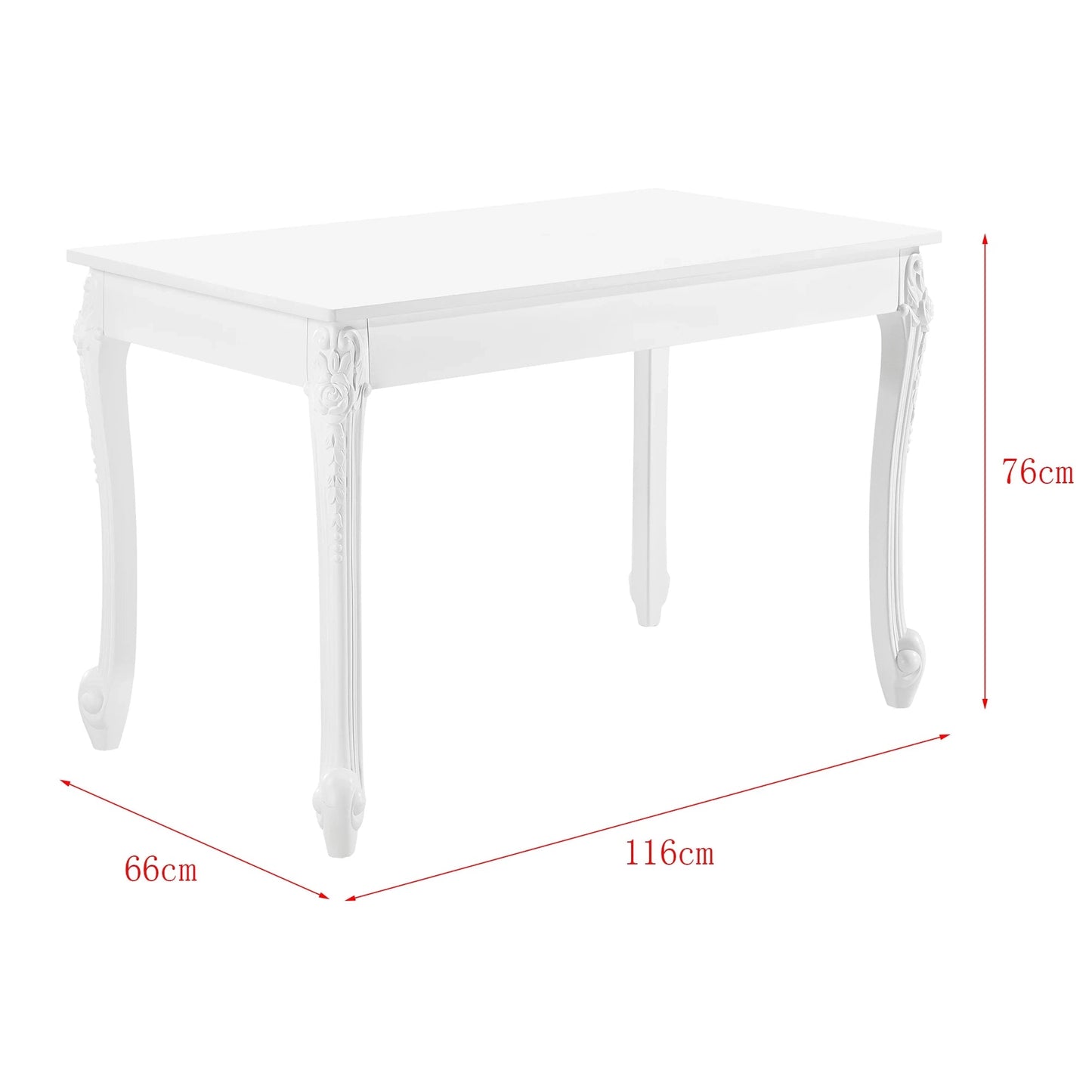 In And OutdoorMatch Eettafel Lucious - 116x66x76 cm - MDF en Kunststof - Wit - Stijlvolle uitstraling Eettafel/ Eetkamertafel