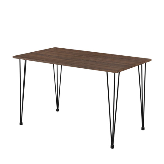 In And OutdoorMatch Eettafel Ludwig - 120x70x75 cm - Walnoot en Zwart - Staal en MDF - Modern Design Eetkamerstoel