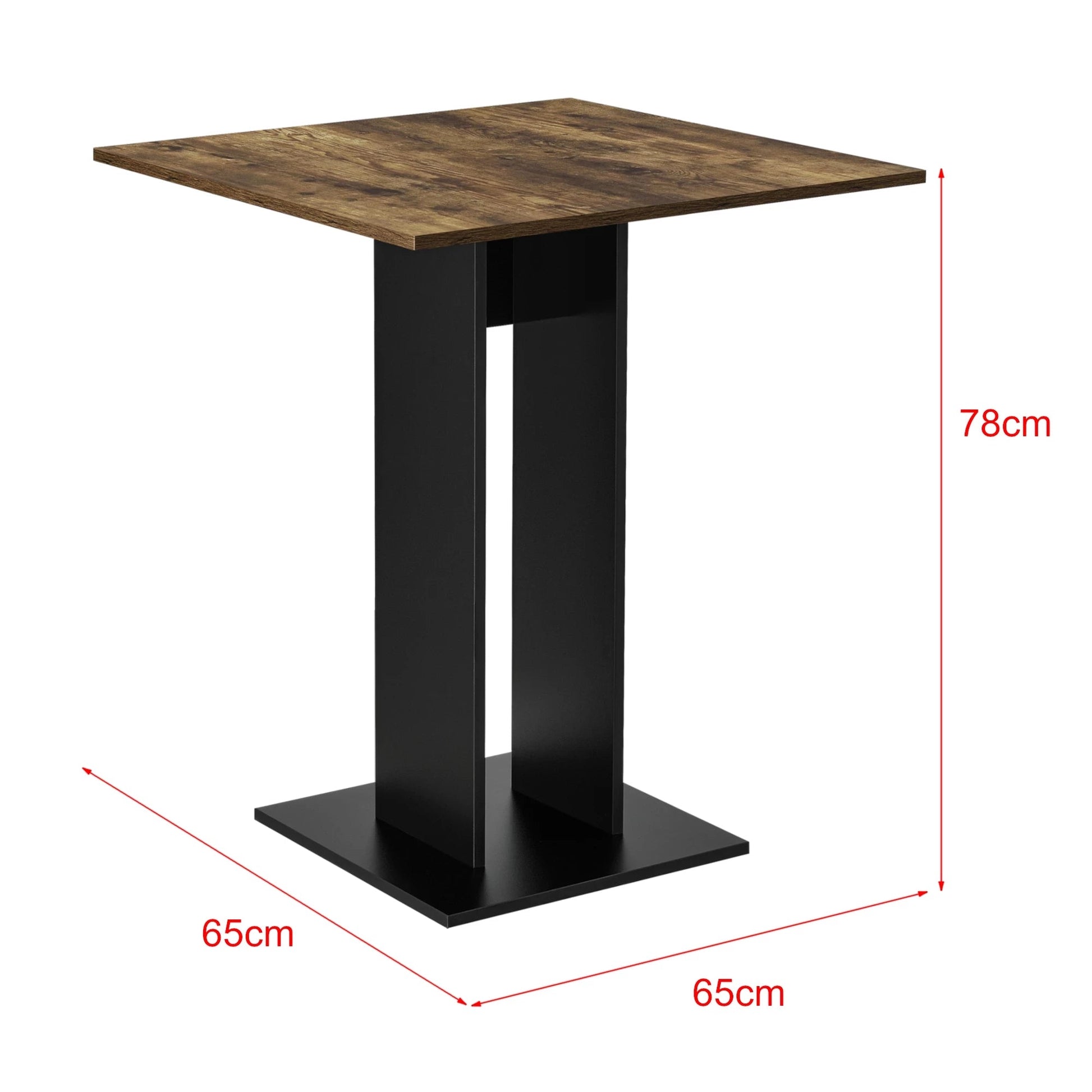 In And OutdoorMatch Eettafel Murray - 65x65x78 cm - Walnootkleurig en Zwart - Spaanplaat - Stijlvol design Eettafel/ Eetkamertafel