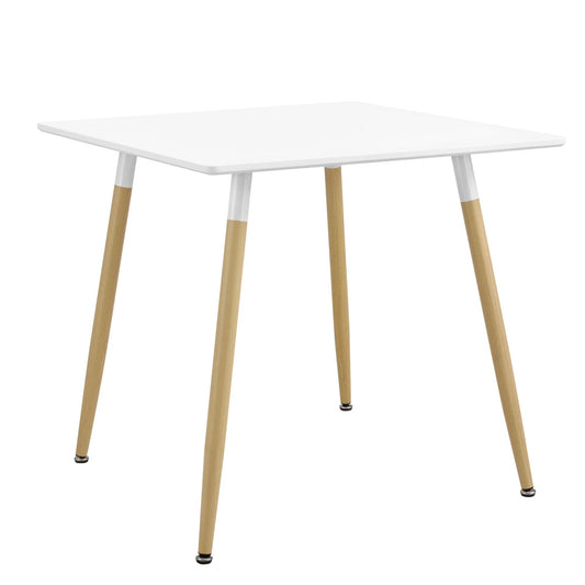 In And OutdoorMatch Eettafel Vierkant Ferne - MDF en Staal - 80x80x74 cm - Modern Design - Wit en Houtkleurig Eettafel/ Eetkamertafel