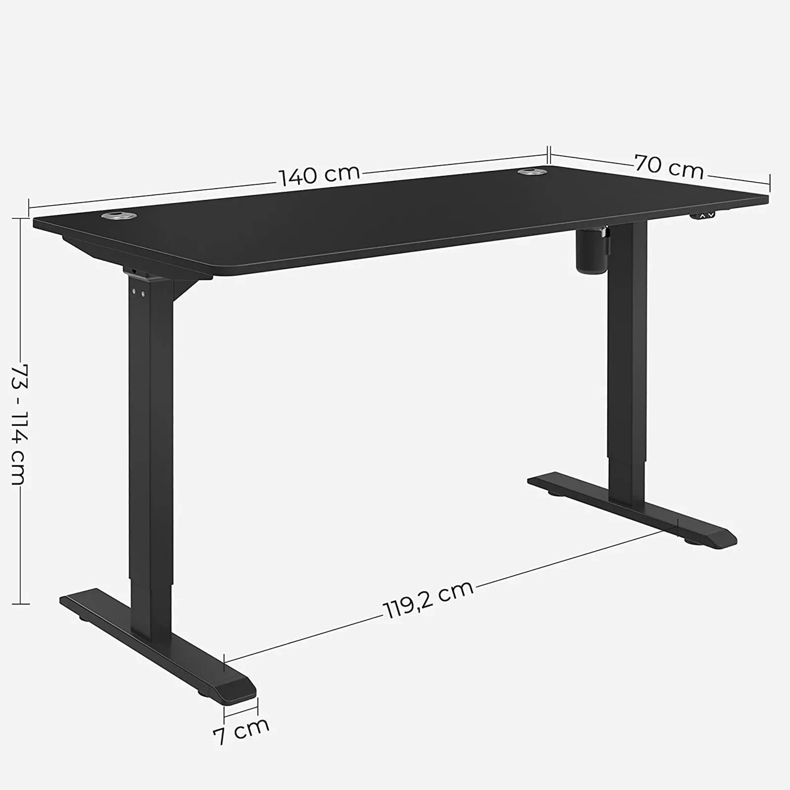 In And OutdoorMatch Elektrisch zit-sta bureau Andrejs - Hoogte verstelbaar 73-114cm - Industrieel - 100kg draagvermogen - 70x140cm Desk