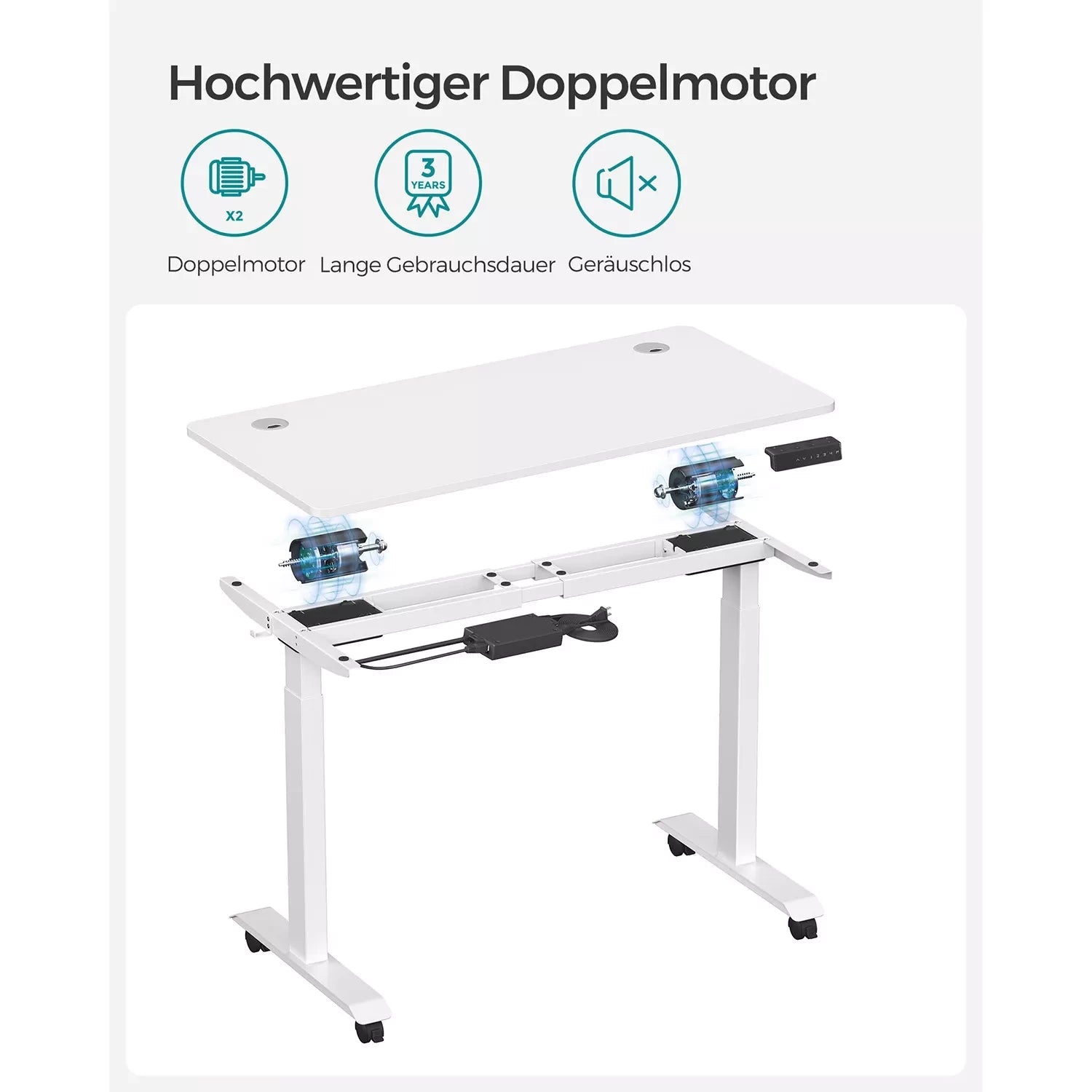 In And OutdoorMatch Elektrisch zit-sta bureau Bude - Wit - Geheugenfunctie met 4 hoogtes - Hoogte verstelbaar 71-117cm - 120kg draagvermogen - 60x120cm Desk