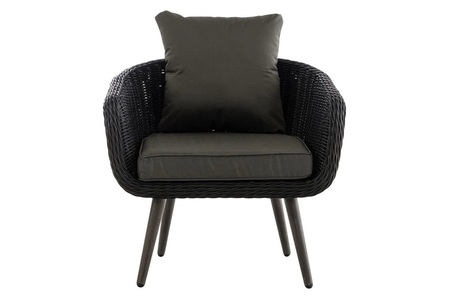 In And OutdoorMatch Fauteuil Diann - Donkergrijs en Antraciet - 40 cm - Weerbestendig - Polyrattan en aluminium - Scandinavische stijl - Hoogwaardige bekleding - Voor binnen en buiten Garden Chair