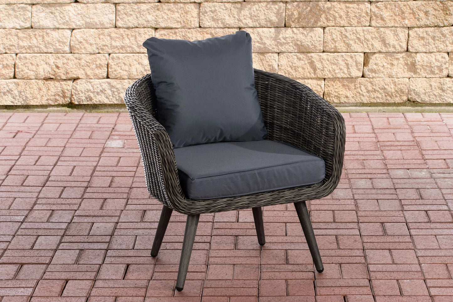 In And OutdoorMatch Fauteuil Porfirio - Donkergrijs - 40 cm - Weerbestendig - Polyrattan en aluminium - Scandinavische stijl - Hoogwaardige bekleding - Voor binnen en buiten Garden Chair