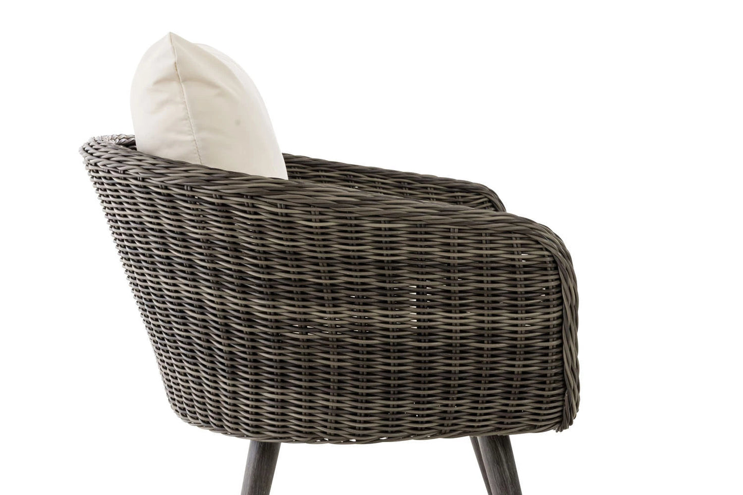 In And OutdoorMatch Fauteuil Raquel - Donkergrijs en Crèmewit - 40 cm - Weerbestendig - Polyrattan en aluminium - Scandinavische stijl - Hoogwaardige bekleding - Voor binnen en buiten Garden Chair