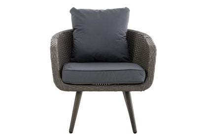 In And OutdoorMatch Fauteuil Warner - Donkergrijs - 40 cm - Weerbestendig - Polyrattan en aluminium - Scandinavische stijl - Hoogwaardige bekleding - Voor binnen en buiten Garden Chair