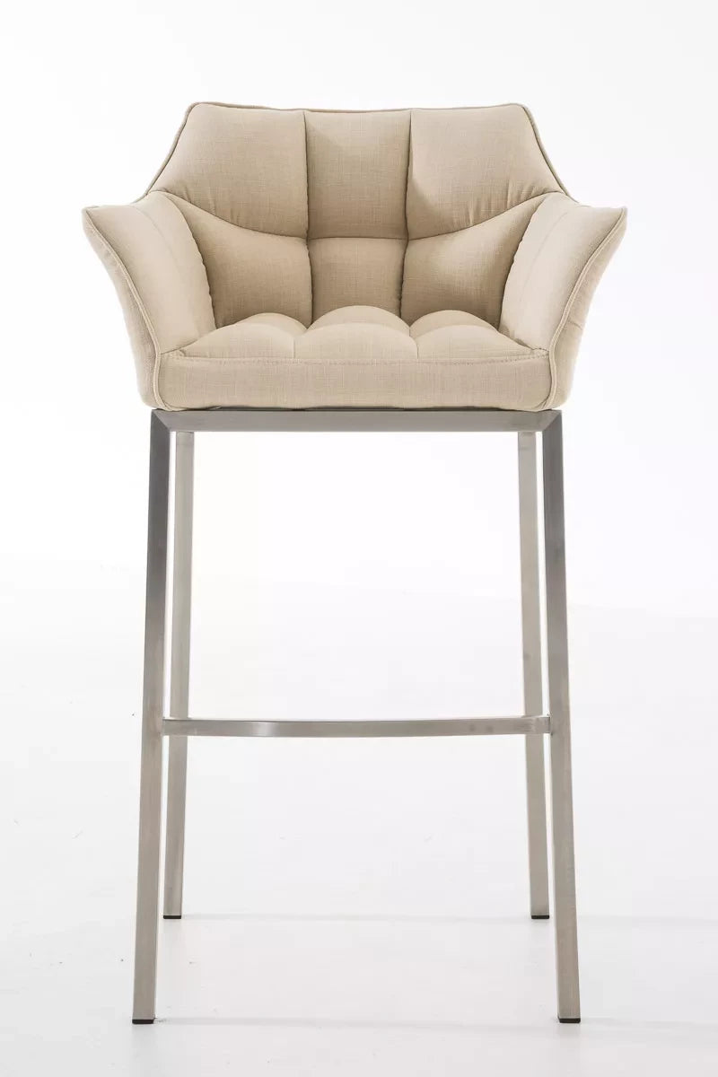 In And OutdoorMatch Favian - creme - polyester - Met rugleuning en armleuning - Ergonomisch - Set van 1 - Deluxe Barkrukken / hocker