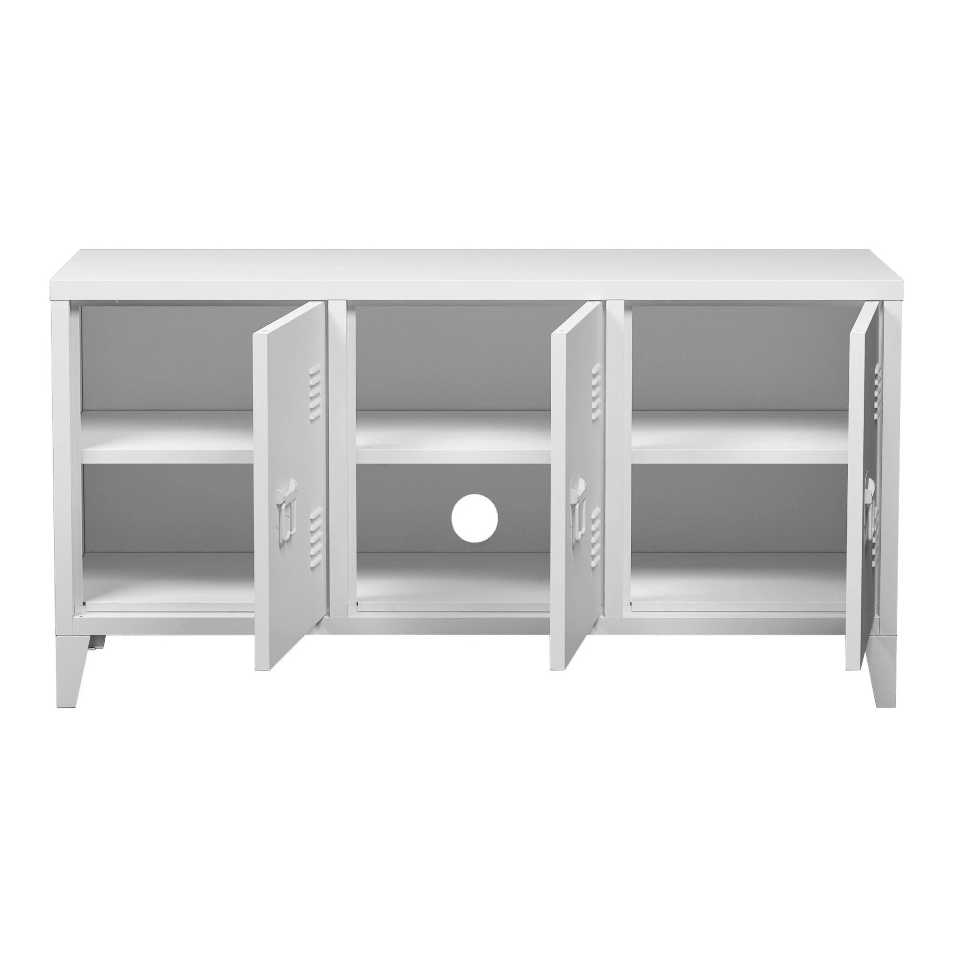 In And OutdoorMatch Freddie-meubel Rocio - Metaal - 58x113x40 cm - Wit - Stijlvol design TV cabinet