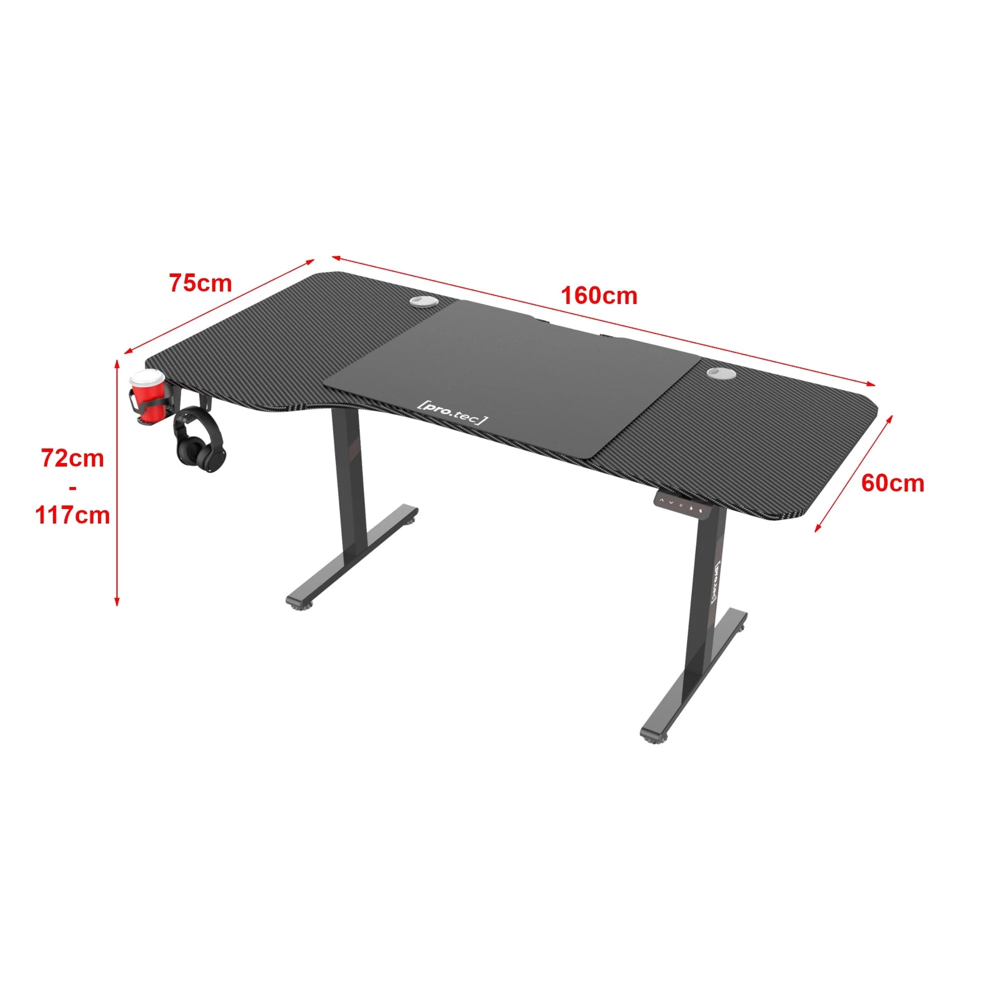 In And OutdoorMatch Game Desk Georgie - Zitbureau - Sta bureau - Elektrisch - 160x60/75cm - Zwart - Geheugenfunctie Desk